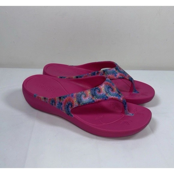 Alegria Shoes - Alegria Womens 37 Ode Blast Off Bold Pink Rubber Thong Flip Flops Tie-Dye Sandal